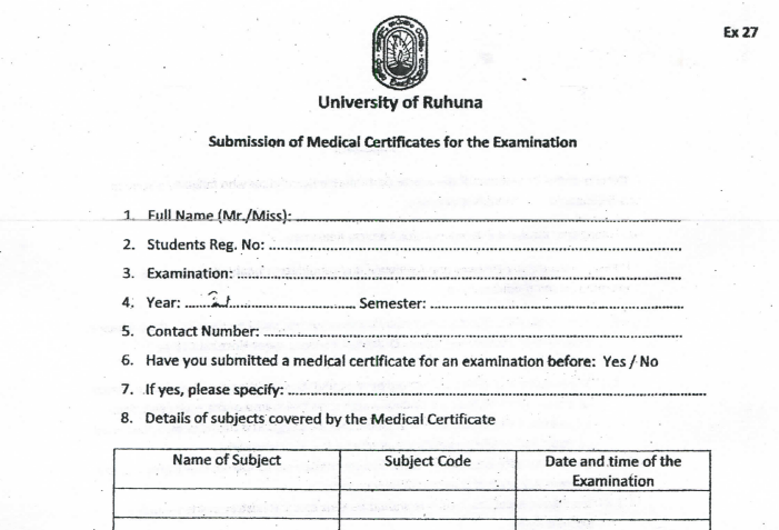 Medical Certificate for Examinations